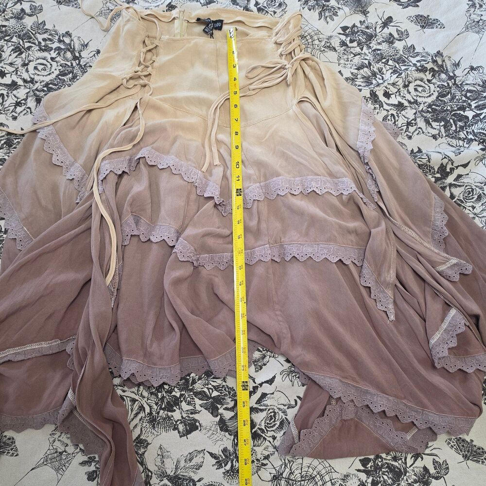 Dolls Kill Current Mood Dip Dye Asymmetrical Hem Skirt - Picture 4 of 10